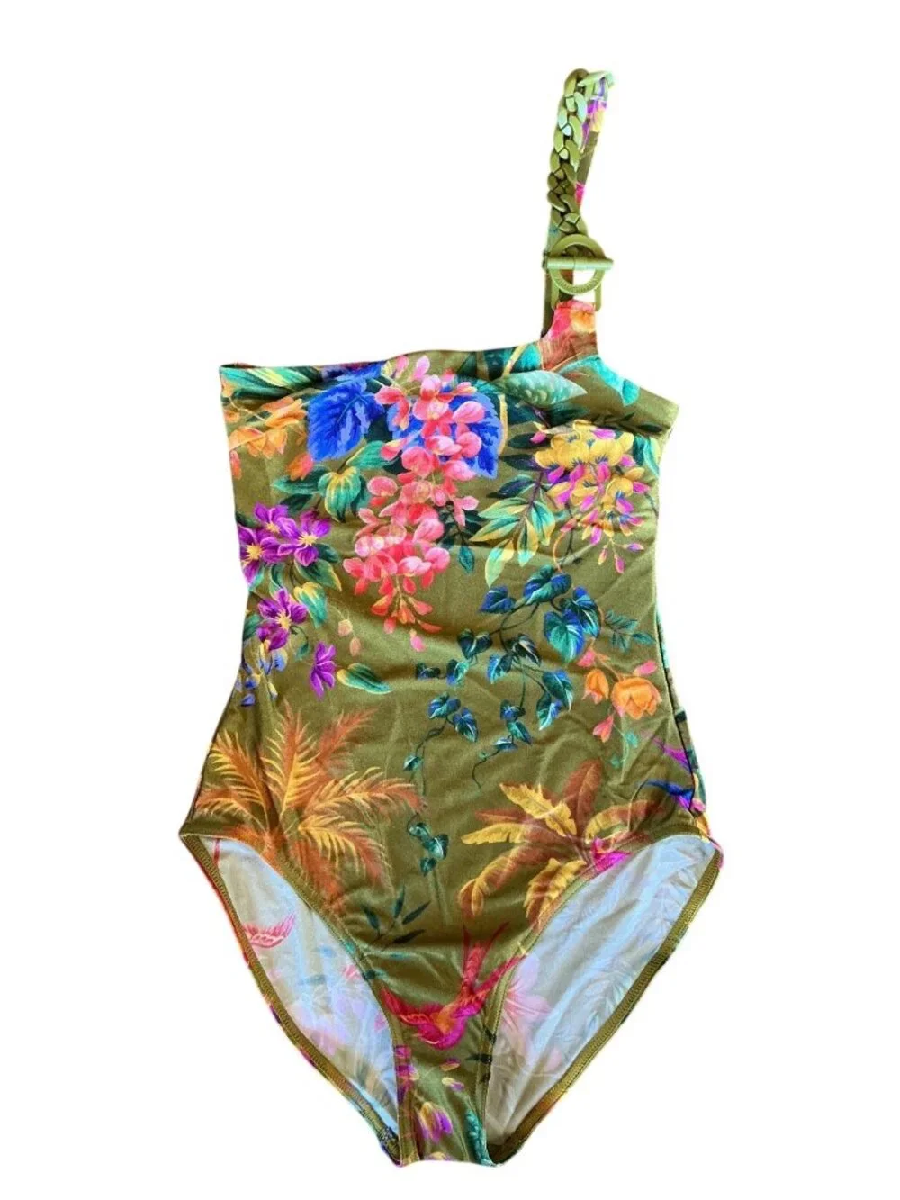 ZIMMERMANN Tropicana Asym Green Floral 1PC Swimsuit ZMN Sz 1 / US 4-6